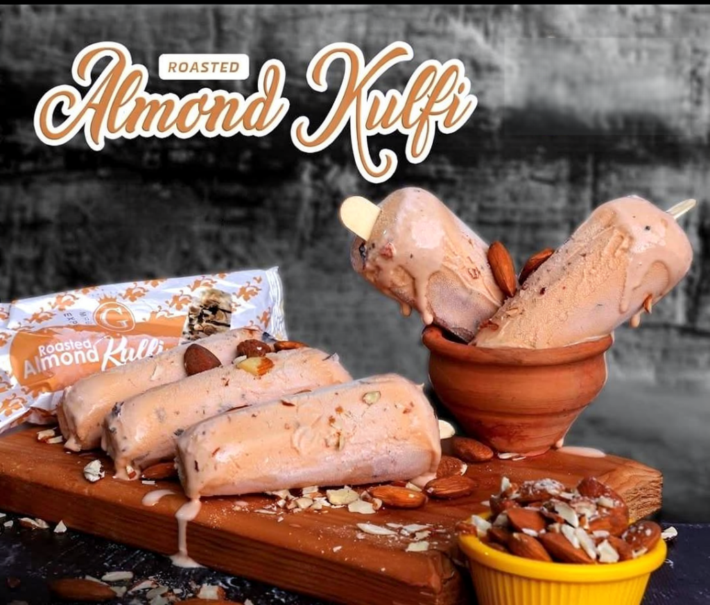 Fresh Almond Kulfa stick loaded with crunchy badam nuts and rich khoya in Lahore