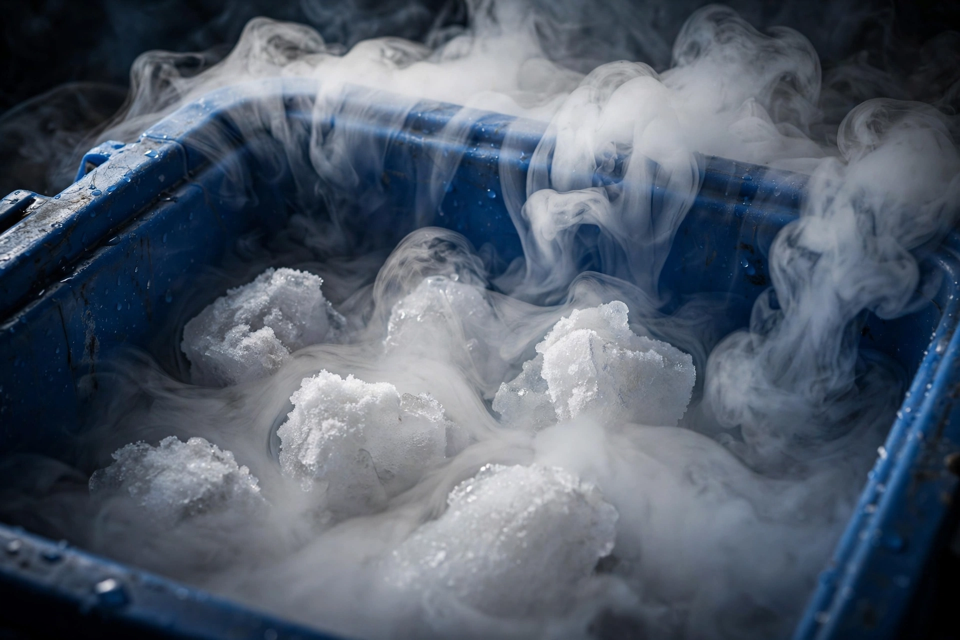 Dry ice sublimating inside a cooler box